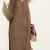 Zigzag Textured Knit Long Cardigan Brown – Image 2