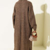 Zigzag Textured Knit Long Cardigan Brown – Image 3