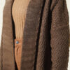 Zigzag Textured Knit Long Cardigan Brown – Image 4