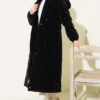 Padded waist belt with quilted details and fur accents Black - الصورة 2