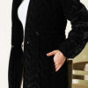 Padded waist belt with quilted details and fur accents Black - الصورة 4
