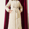 Padded waist belt with quilted details and fur accents Stone