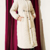 Padded waist belt with quilted details and fur accents Stone - الصورة 2
