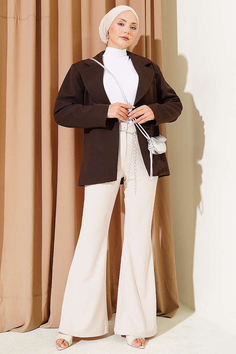 Chain Belted Flared Pants Beige - immagine 2