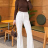 Chain Belted Flared Pants Ecru - Afbeelding 2