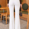 Chain Belted Flared Pants Ecru - Afbeelding 4