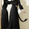 Rose Buckle Satin Evening Dress Black